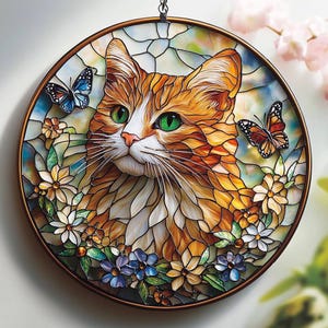 Custom Cat Portrait Acrylic Suncatcher, Dog Cat Glass Arts, Pet Window Hangings, Cat Portrait From Photo, Pet Ornament, Pet Lover Gifts